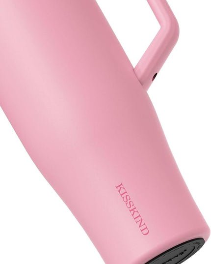 KISSKIND 40 oz Tumbler with Handle and Straw | Lumi Spin Hidden Straw 100% Leakproof Insulated Tumbler | Stainless Steel Water Bottle for Mom, Nurse, Teacher | Pink