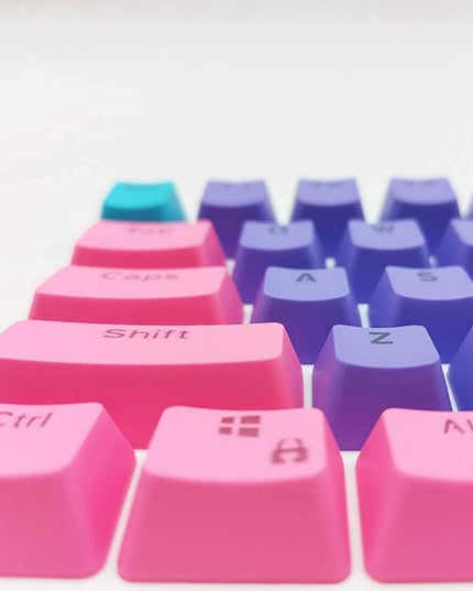 GTSP PBT Backlit Keycaps 60 Percent with 6.25U Space Bar OEM Profile for Cherry MX Switch Mechanical Gaming Keyboard (Purple+Pink+Blue)
