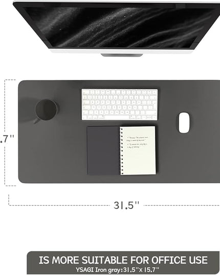 YSAGi Non-Slip Leather Desk Pad, Waterproof Laptop Computer Desk Keyboard Mat, Table Protector Blotter Mat, Large Mouse Pad for Office/Work/Home/Decor(Dark Gray, 31.5" x 15.7")