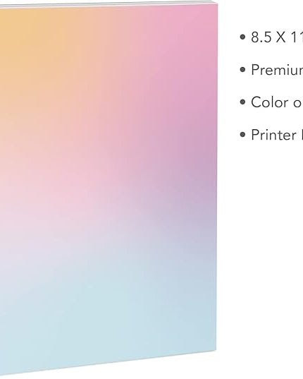 Pastel Gradient Paper Stationery, Aesthetic Paper 8.5 x 11 Inches, 60 Sheets, Colorful Writing Paper, Pretty Stationary Paper, Decorative Scrapbook Paper