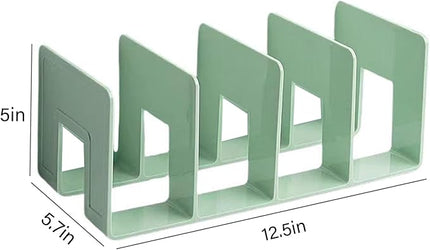 2PCS Acrylic File Organizer for Desk, Desktop Document/Mail Organizer, 4 Compartments Plastics Invisible Bookshelf Floating (12.5" x 5.7" x 5", Green)