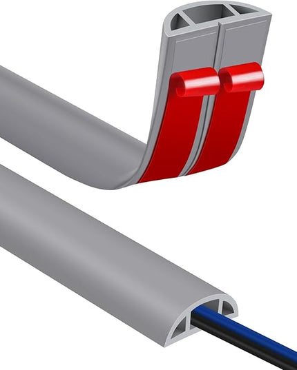 Floor Cord Covers for Wires 12FT Cable Hider Wire Cover Self Adhesive Cord Hider Floor for Offices, Homes, Workshops, Warehouses Cable Cavity 0.39" W x 0.27" H