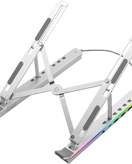 Laptop Docking Stand USB – Ergonomic Foldable Cooling Tablet Support, RGB Station Desk Computer, Monitor Display Office Home Work | Desk Computer Monitor Display Office Home Work Charging
