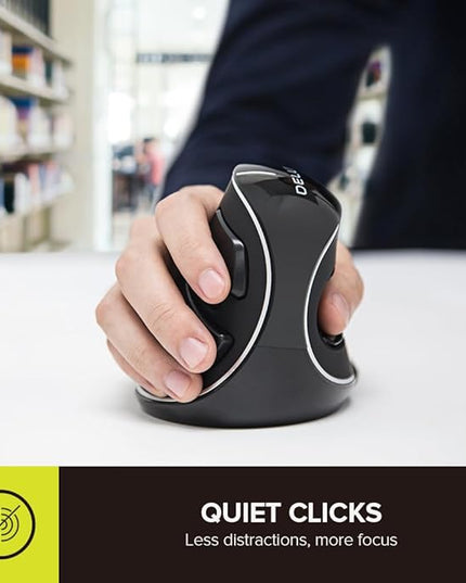 DELUX Ergonomic Vertical Mouse, Wireless Ergo Mouse for Large Hands, 2.4G Connection, Silent Clicks, Up to 1600 DPI,6 Buttons, Removable Wrist Rest, Compatible with Laptop/PC (M618Plus Wireless-Black)