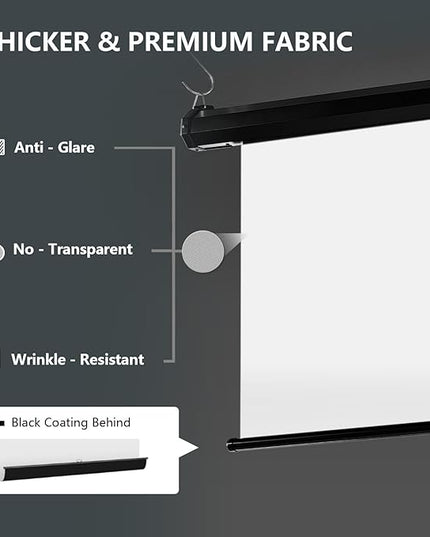 RAUBAY Motorized Pull Down White Screen Backdrop - 59.8" x 86.6" Collapsible Wall-Mount Background for Professional Video Production, Photography Studio, Video Conferencing and YouTube, TikTok Creator
