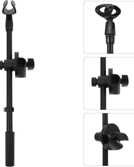 ERINGOGO Metal Microphone Boom Arm with Dual Mic Clip and Clamp, 350Mm Adjustable Height Desk Mic Stand Arm for Podcasting Streaming and Recording