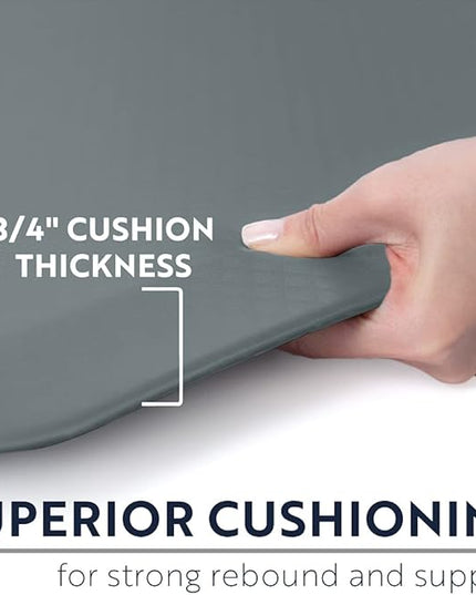 KANGAROO Thick Ergonomic Anti Fatigue Mats for Kitchen Floor, Cushioned Standing Office Desk Mat, Waterproof Scratch Resistant Topside, Supportive All Day Comfort Padded Foam Rugs, 20x32, Gray
