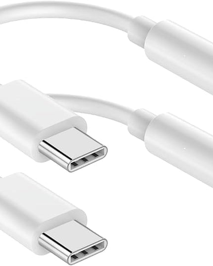 USB C to 3.5mm Audio Headphone Jack Adapter (2Pack), Aux to USB C Dongle Cord Cable Compatible with iPhone 17/16/15, iPad Pro, Samsung Galaxy S25 S24 S23 Ultra/Google Pixel - White