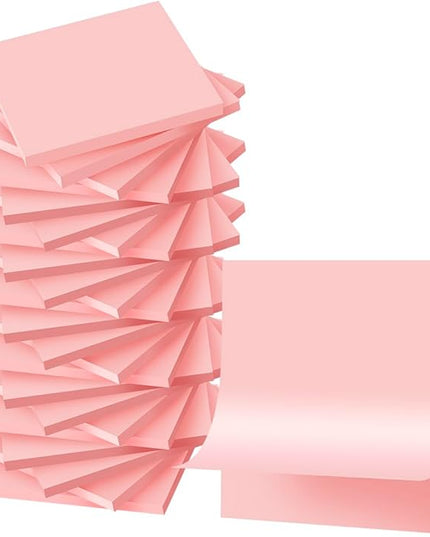 (24 Pads) Sticky Notes 3x3 inch, Self-Stick Pads Bright Colors Sticky Note, Recyclable, Easy to Post for Home, Office, Notebook (Light Pink)