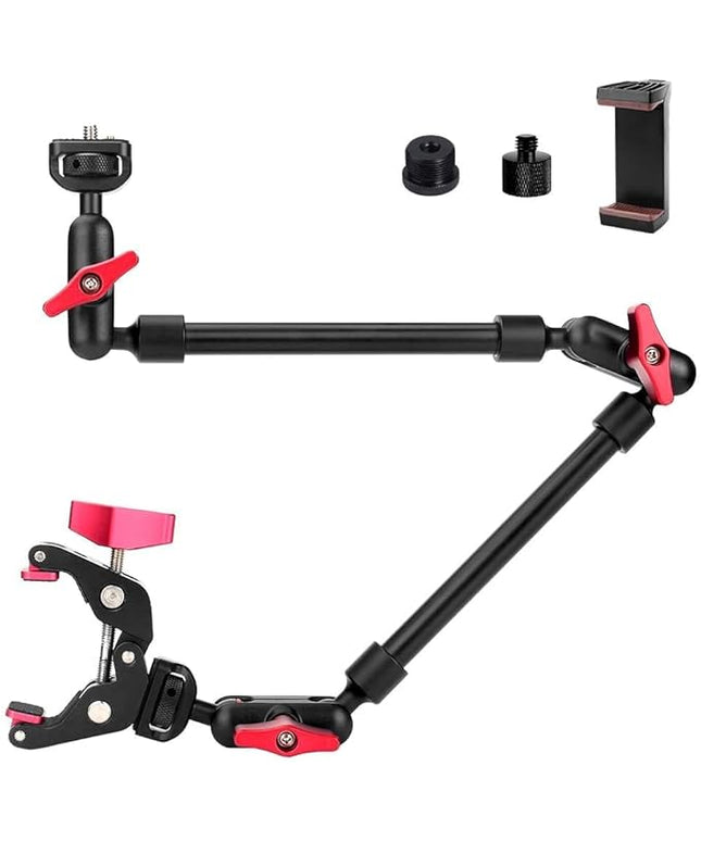 22" Magic Arm Camera Mount, Articulating Arm Tripod Clamp w Thread Adapter, Friction Camera Boom Arm, Overhead Desk Mount Clamp Stand for Phone, Webcam, Mic, Video Rig, Tripod Light