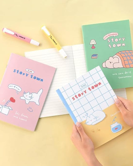 Monolike A5 Story town Afternoon A Notebook 6P SET - Line note, Academic note, a portable note, 148x210mm, 48pages