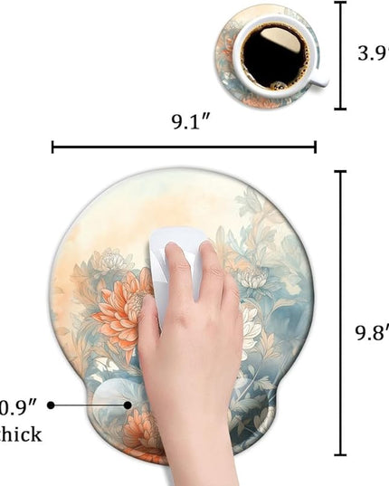 Ergo Comfort Gel Wrist Rest Mouse Pad-Ergonomic Office Mousepad with Wrist Support-Non-Slip, Design Desk Accessories Mat for Home&Game Decor Japanese Floral