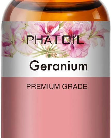 Geranium 3.38fl.oz Essential Oil, PHATOIL Aromatherapy Essential Oils for Diffuser, Humidifier, Perfect for DIY Soap, Candle, Bath Bombs Making(100ml)