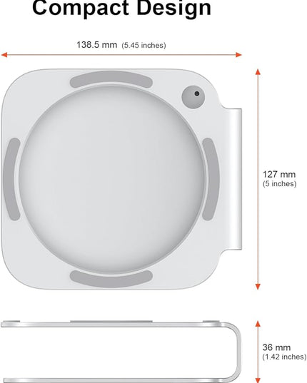 Qwiizlab Aluminum Stand for 2024 Mac mini M4/M4 Pro, Convenient Acess to Power Button, Anti-Scratch, Anti-Slip, Avoid Overheating, Durable and Sturdy Design (Silver)