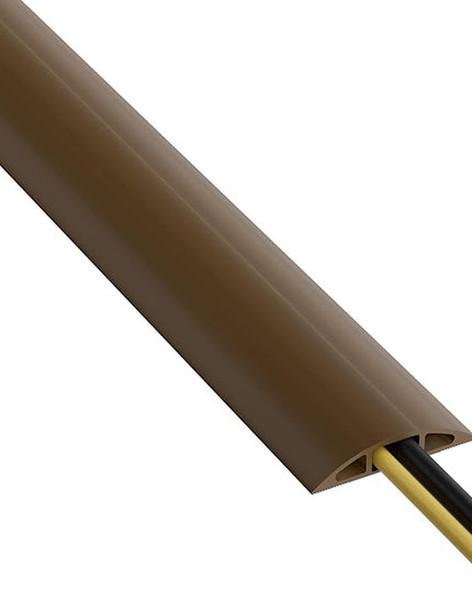 D-Line 6ft Floor Cord Cover, Cable Protector, Hide Extension Cords, Protect Cords, Prevent Cable Trips, Heavy Duty Cord Hider - Cable Cavity = 0.63" (W) x 0.31" (H) - Brown