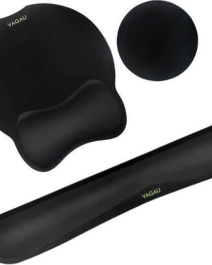 VAGAU Premium Keyboard Wrist Rest and Mouse Pad Wrist Support, Ergonomic Memory Foam Set for Office, Laptop, Mac, Computer and Gaming, Comfortable Typing &Wrist Pain Relief