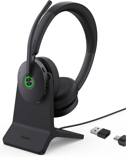 Yealink BH74 with Stand ANC Wireless Bluetooth Headset with Mic for Work, 6-mics Hybrid ANC Tech, Microsoft Teams Premium Open Ofﬁce Certified Headsets, up to 32h Talking Battery Life, Zoom Certified
