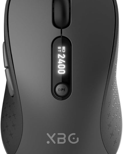 XBG B15pro Wireless Bluetooth Mouse, Bluetooth 5.0/4.0 & 2.4G Tri-Mode, Type-C Rechargeable with LED Screen Display, Ergonomic Silent Click for Laptop/PC/Tablet, Multi-Device & Office Use