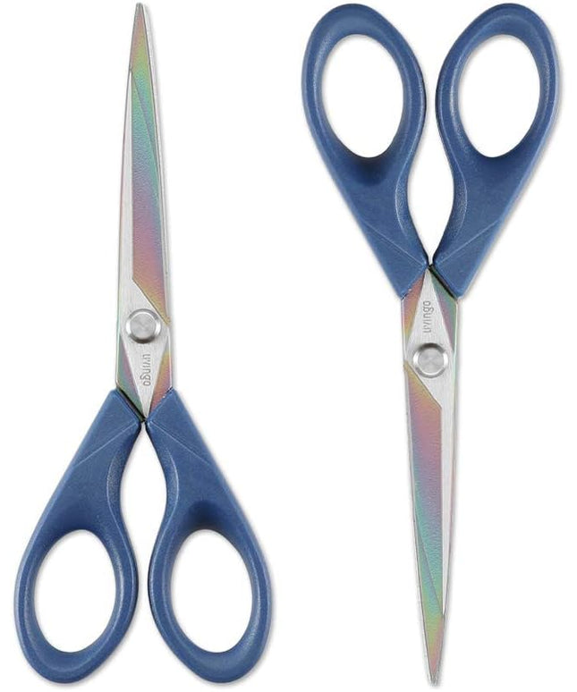 LIVINGO Scissors 7 Inch All Purpose Titanium Scissors Bulk 2 Pack, Left/Right Handed, Forged Stainless Steel Sharp Blade Shears Multipurpose for Home Offce School Student Sewing Fabric Craft Supplies