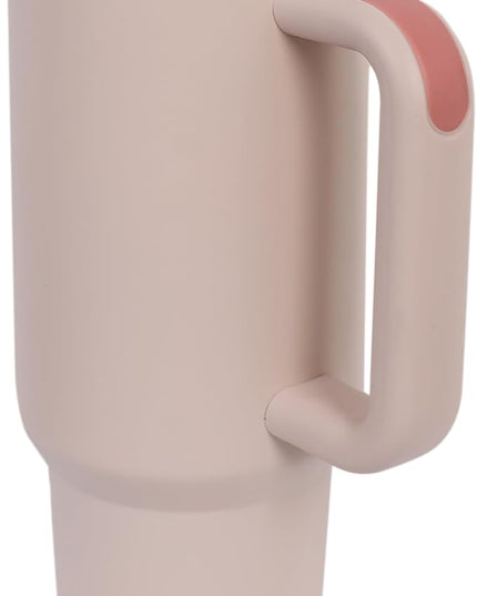 40oz Insulated Tumbler with Handle, Leakproof Straw Lid & Carry Handle - Double Wall Vacuum Insulation Keeps Ice 24 Hours, BPA Free Stainless Steel Water Bottle (Seashell)