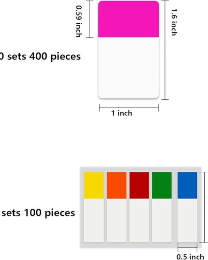 ELII Tabs 1 Inch Sticky Index Tabs,500 Pcs Book Tabs,Writable and Transparent Tabs for Notebooks Page Tabs Colored Page Markers, Tabs for Books, Notebook Tabs, Tabs for Annotating Books (Vibrant)