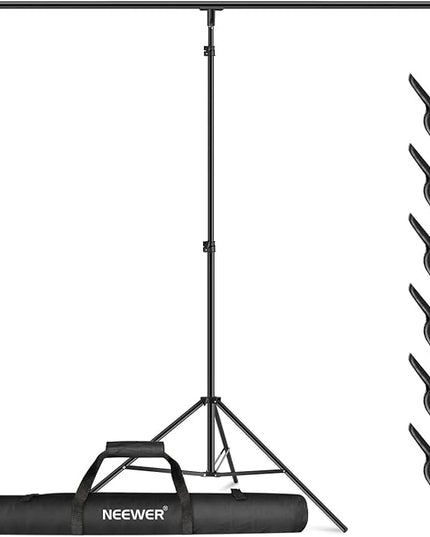 NEEWER T-Shaped Background Backdrop Support Stand Kit, 8.5ft/2.6m Tall Adjustable Tripod Stand and 5ft/1.5m Wide Crossbars with 6 Spring Clamps and 1 Carrying Bag for Studio Photo Video Photography