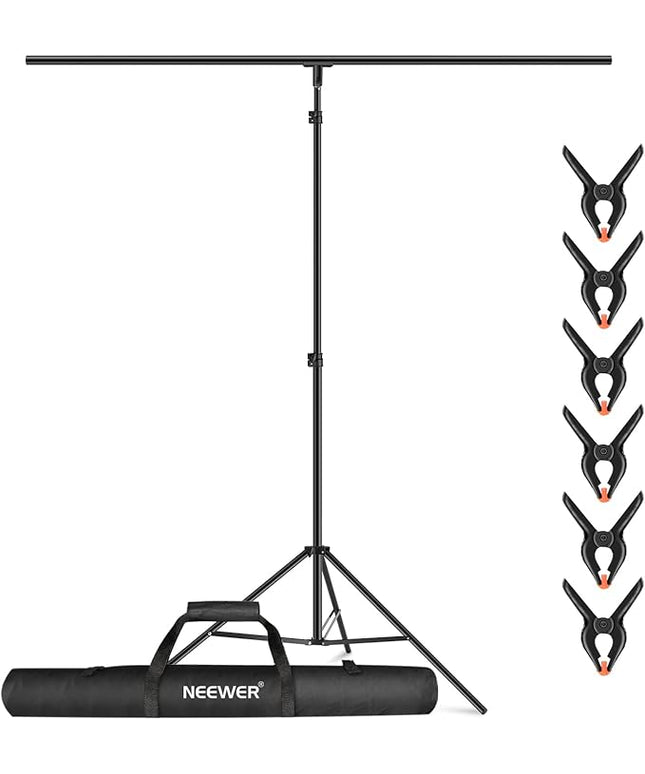 NEEWER T-Shaped Background Backdrop Support Stand Kit, 8.5ft/2.6m Tall Adjustable Tripod Stand and 5ft/1.5m Wide Crossbars with 6 Spring Clamps and 1 Carrying Bag for Studio Photo Video Photography