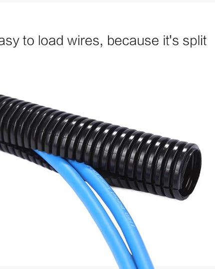 Alex Tech 25ft - 1/4 inch Split Wire Loom Tubing - Black