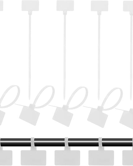 Mini Skater Nylon Cable Zip Ties Tags 4" Tiny Self-Locking Write-On Identify Cord Tabs Cable Label Marker Ties for Office Home Identification and Organization, 50 Pack (White)