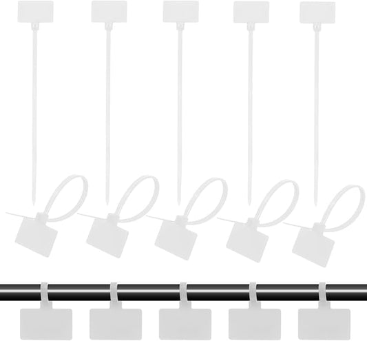 Mini Skater Nylon Cable Zip Ties Tags 4" Tiny Self-Locking Write-On Identify Cord Tabs Cable Label Marker Ties for Office Home Identification and Organization, 50 Pack (White)