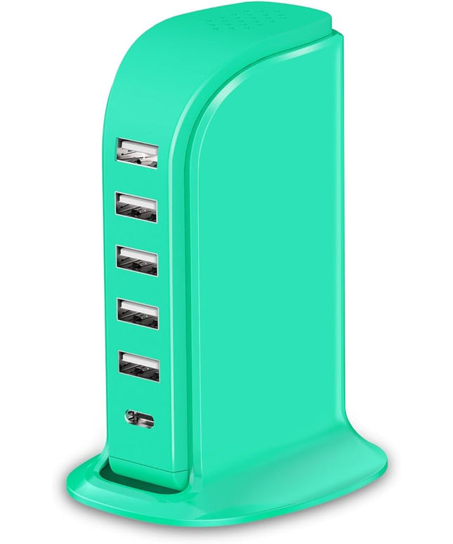 USB Tower Charging Station Upoy, Multiport Chargers for Multiple Devices 40W, Small Charging Hub for Desk, Office, Travel, USB Power Block Adapter for iPhone/Ipad