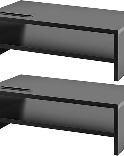 Marbrasse Monitor Stand Riser, 2 Pack 16.5 Inch 2 Tier Computer Monitor Stand, Printer Shelf Stand for Laptop Computer Screen Storagek,Desktop Stand with Phone Holder and Cable Management
