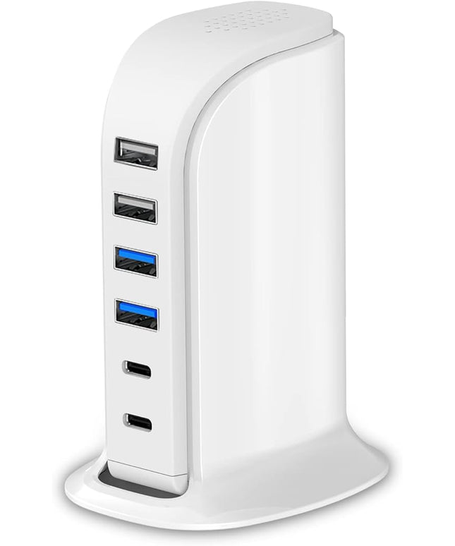 USB Charger Upoy, Charging Station for Multiple Devices 45W, Fast Charging Blocks with Dual Type C Ports, USB Charging Hub Organizer Multiport for iPhone, Ipad, Kindle, Travel Accessories