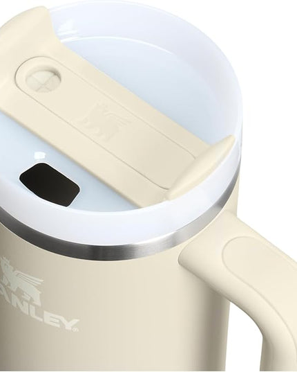 STANLEY Quencher H2.0 Tumbler with Handle and Straw 30 Fluid Ounces| Flowstate 3-Position Lid | Cup Holder Compatible for Travel | Insulated Stainless Steel Cup | BPA-Free | Exclusive Toasted Almond