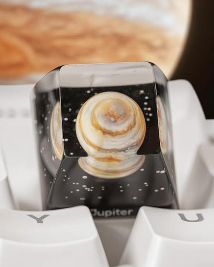Jupiter Artisan Keycap R1 SA Profile Custom Solar System Planet Keycaps 1U ESC Handmade Resin Gaming Galaxy Key Cap Cherry MX Switch Compatible Mechanical Keyboard Space Lover Gift