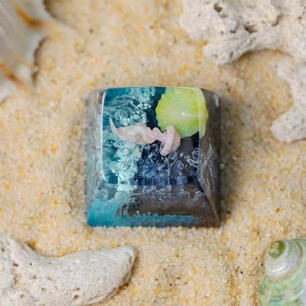 Jellyfish Artisan Keycap Black Blue Coral R1 SA Profile Custom Sea Creature Keycaps 1U ESC Handmade Gaming Sea Resin Key cap Cherry MX Switch Compatible Mechanical Keyboard Jellyfish Lover Gift