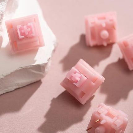 WS Pink Pearl Linear Mechanical Keyboard Switches, Pre Lubed 5 Pins Keyboard Switch Set with POM Stem, PA Housing for Gaming DIY Keyboard (35Pcs)