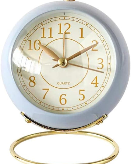 SHISEDECO Small Tableclocks Classic Non-Ticking Tabletop Alarm Clock with Backlight, Battery Operated Astronaut Deskclock with HD Glass for Living Room Bedroom Bedside Indoor Decor (Blue)