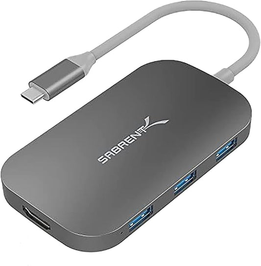 SABRENT 8-in-1 USB Type-C Hub with HDMI(4K) Output, 3 USB 3.0 Ports, 1 USB 2.0 Port, SD/MicroSD Multi-Card Reader [4K and Power Delivery Support] (DS-UHCR)