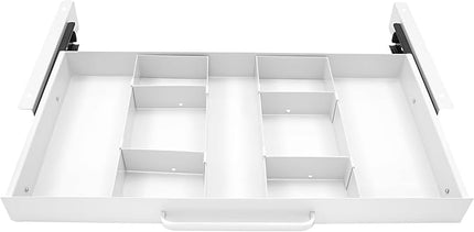 21.5" Under Desk Drawer Slide Out For Office Desk with 2 Dividers, Storage Organizer For Sit Stand Workstation, White
