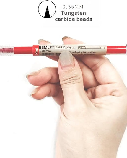 BEMLP Gel Pen 0.35mm Red Ink Pen Maker Pen School Office student Exam Writing Stationery Supply Technical Pens 12 Pcs/Set (Red)
