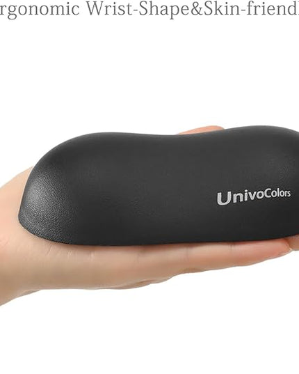 UnivoColors Design-Wave Wrist Rest, Artificial Sheepskin+Memory Foam+Ergonomic+Anti-Slip Gel, Resilience Support During Work and Gaming,Mouse Accessory,Black