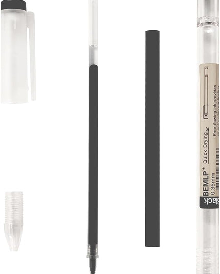 Gel ink Pen 0.35mm Black Liquid Ink Rollerball Gel Pens Quick Drying fine point Pens Ballpoint Japanese Pens Premium School Office student Exam Writing Stationery Supply 12 Pcs/Set (Black)