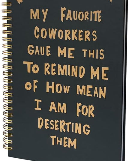 NeatNiche Spiral Notebooks For Work- Hardcover Gold coil-bound Journal Dairy For Women, 5.8"x8.3",Funny Going Away Gifts For Coworkers,Sarcastic Farewell Gifts,Coworker Leaving Gift,New Job Or Birthday Gift (Black Gold)