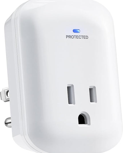 SURAIELEC Surge Protector, 1225J Wall Surge Protector Outlet with 900V VPR, Ground Protected Light Indicator for TV, Fridge, Microwave, Garage, Computer, Workshop and Gaming Devices, 15A/1875W, 1 Pack