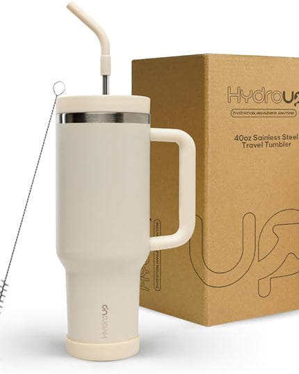 40oz Travel Tumbler Cup with Handle, Two-Way Slider Lid, Stainless Steel Straw with Silicone Tip, Vacuum Insulated Water Bottle for Hot & Cold Drinks, Great Gifts for Mom