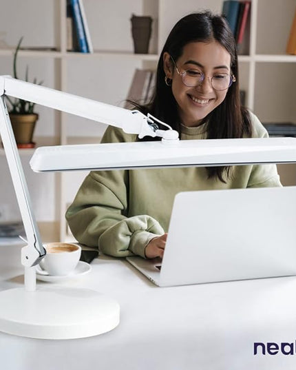 Neatfi XL 2,500 Lumens LED Task Lamp, 30W, 162 Pcs SMD LED, Dimmable, Eye-Caring, Desk Light for Home, Office (Non-CCT with Base, White)