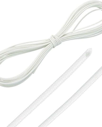 MECCANIXITY 30ft Braided Cable Sleeve, 1/32" ID 200C High Temperature 1500V Fiberglass Wire Insulation Cord Protector Organizer Wires Management for Motor Engine Fuel Line, White