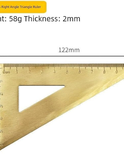 Golden Brass Ruler Set with Protractor and Triangles, 18 cm / 7 inch for Precision Measuring Tools for Drafting, Art, Engineering, School, Office, Portable Stationery Kit