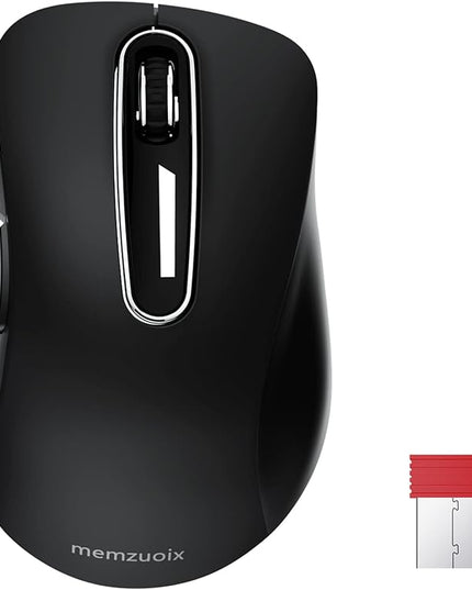 memzuoix 2.4G Wireless Mouse, 1400 DPI Computer Mouse with USB Receiver, Portable Wireless USB Mice Battery Powered Cordless Mice for Laptop, PC, Desktop, 5 Buttons (Black)